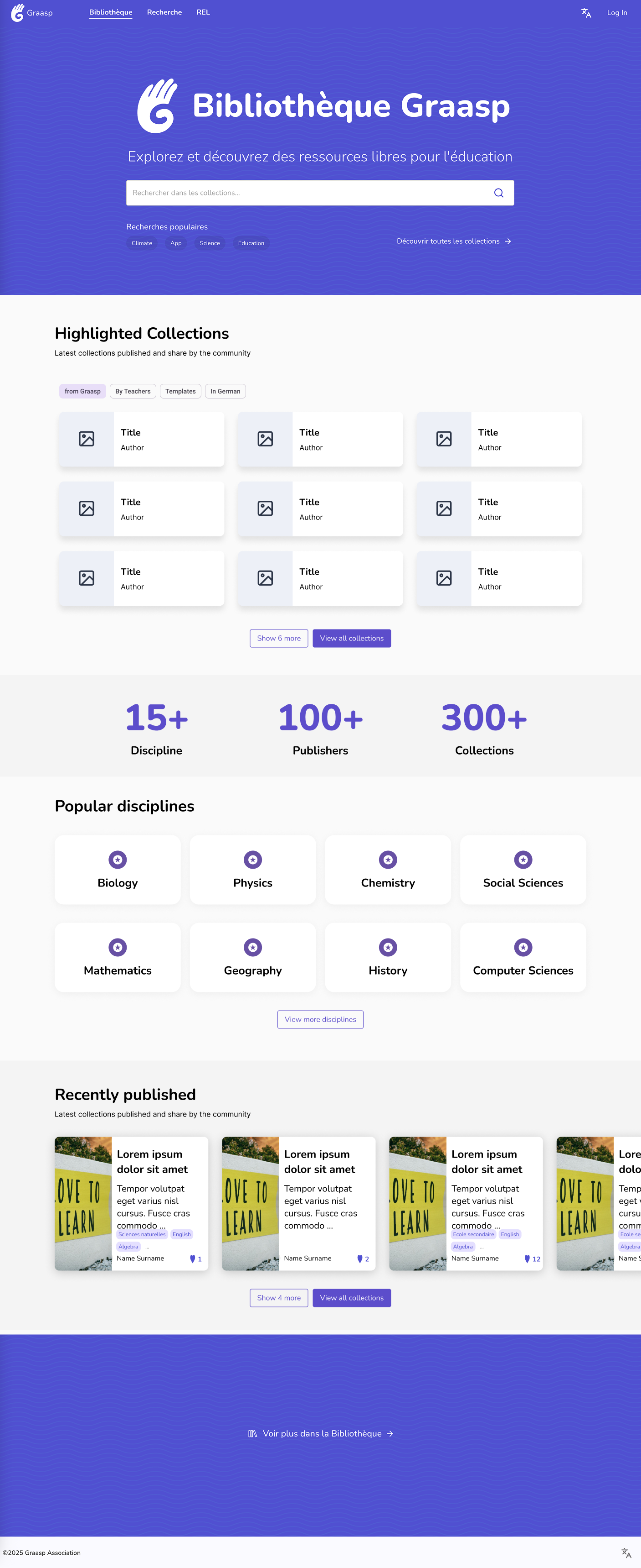 Proposition for the landing page for the Library