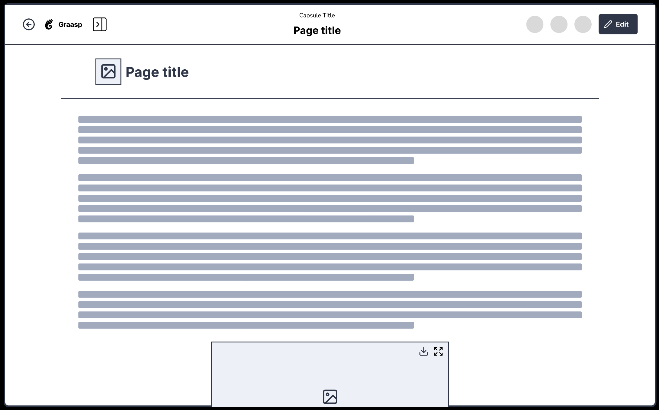 Graasp pages wireframe desktop read